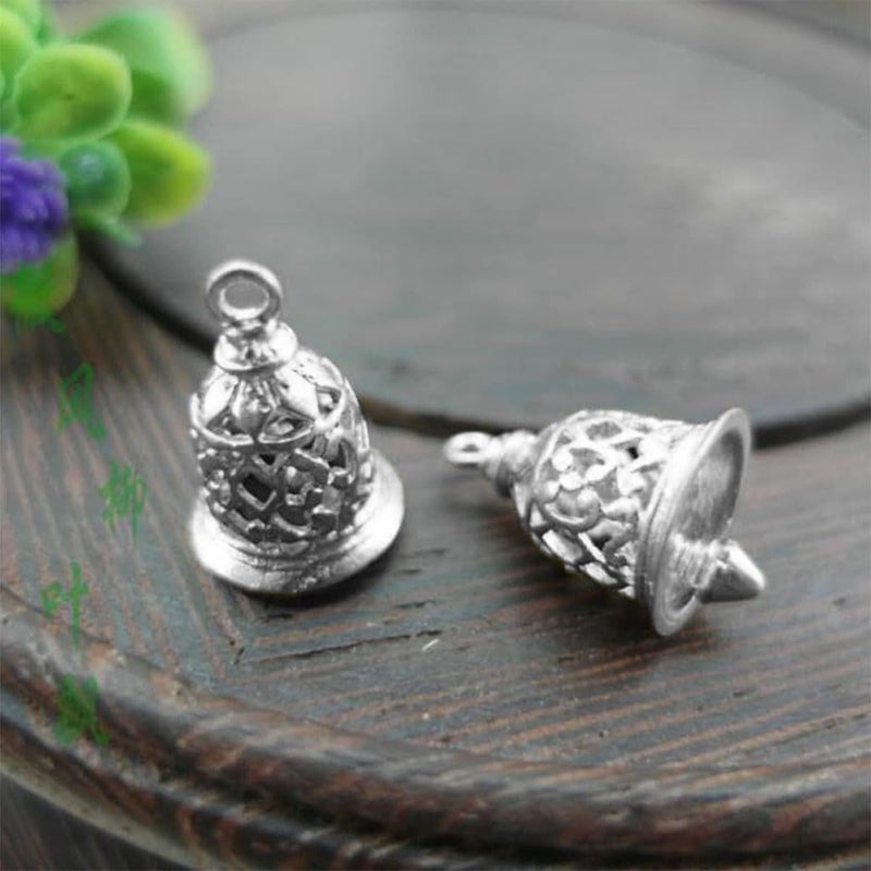 Bukela Mini Craft Bells Brass Silver Charms Pendants for Jewelry Making Bag Accessories Vintage Decor,12PCS (Silver, 1.5cm x 1.2cm) - Image 5